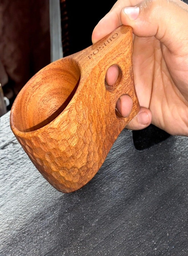 POSHIO® POSHIO Neem Wood Cups Set for Daily Use and Decor | Handcrafted in Single Wood Block | Wooden Mugs with No Harmful Polish | Natural Germ Fighting Neem Wood Drinkware (Set of 2) - Image 4